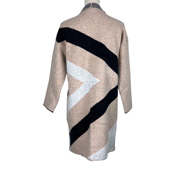 THML Abstract Open Front Cardigan Coatigan XS Longline Sweater Jacket - Picture 4 of 6